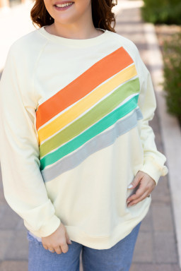 White Rainbow Colorblock Plus Size Sweatshirt