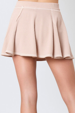 Jet Stream Corded Lantern Sleeve Top High Waist Ruffled Mini Skort Set