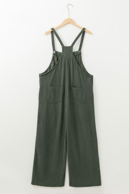 Jungle Green Plus Size Side Pockets Corduroy Overall