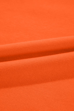 Orange Solid Color Classic Crewneck Pullover Sweatshirt