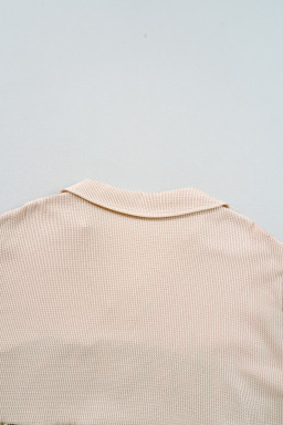 Black Plaid Waffle Patchwork Collared V Neck Plus Size Dress