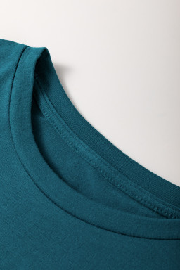 Blue Sapphire Solid Color Round Neck T Shirt