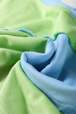 Light Blue Color Block Side Slit Plus Size T Shirt