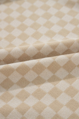 Khaki Checkered Kangaroo Pocket Hoodie