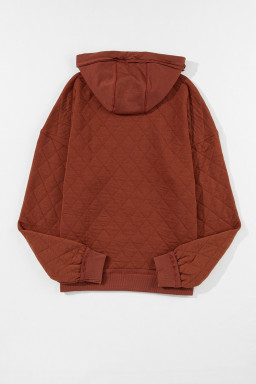 Chestnut Quilted Exposed Seam Kangaroo Pocket Hoodie