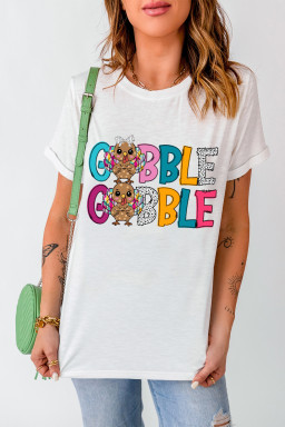 White Gobble Turkey Graphic T Shirt