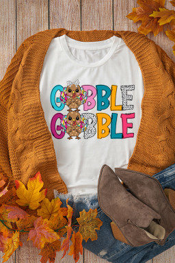 White Gobble Turkey Graphic T Shirt