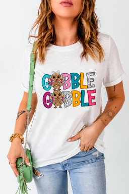 White Gobble Turkey Graphic T Shirt