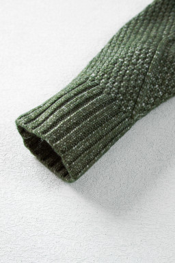 Mist Green Twist Cable Knit Drop Shoulder Loose Fit Sweater Dress