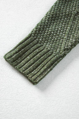 Mist Green Twist Cable Knit Drop Shoulder Loose Fit Sweater Dress