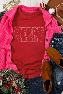 Red MERRY Letter Graphic Christmas Sweatshirt