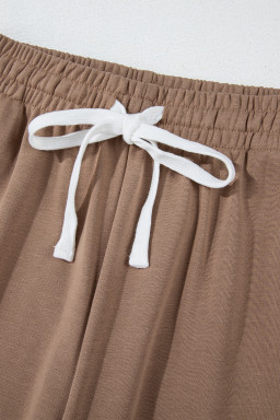 Light French Beige Striped Drop Shoulder Pullover and Joggers Set