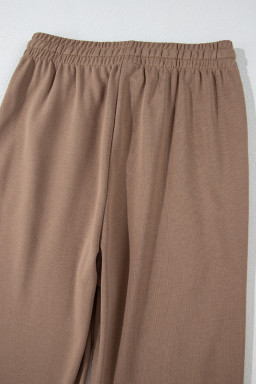 Light French Beige Striped Drop Shoulder Pullover and Joggers Set