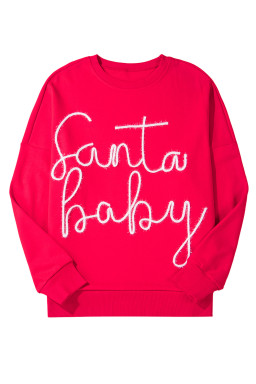 Fiery Red Christmas Tinsel Santa Baby Graphic Sweatshirt