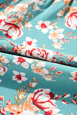 Green Plus Size Floral Print Smocked Tiered Maxi Dress