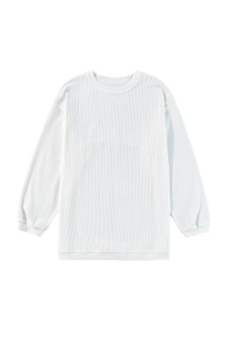 White Drop Shoulder Rib Knit Oversized Sweatshirt