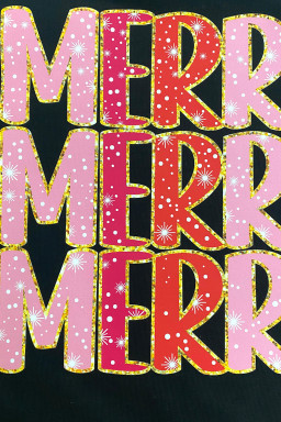 Black Christmas Fashion MERRY Letter Graphic T Shirt