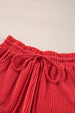 Racing Red Corded MERRY Long Sleeve Top and Shorts Pajama Set