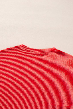 Racing Red Corded MERRY Long Sleeve Top and Shorts Pajama Set