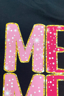 Black Christmas Fashion MERRY Letter Graphic T Shirt