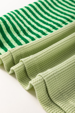 Mint Green Striped Patchwork Half Sleeve T Shirt