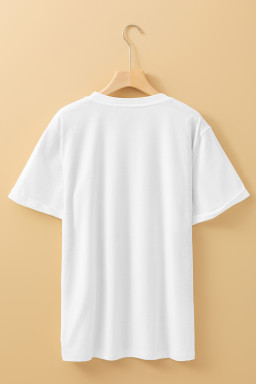 White Heat-transfer Printed THANKFUL Letter Graphic T Shirt