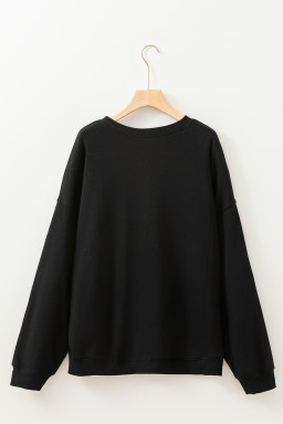 Black Sequin Christmas Tree Pattern Round Neck Plus Size Sweatshirt