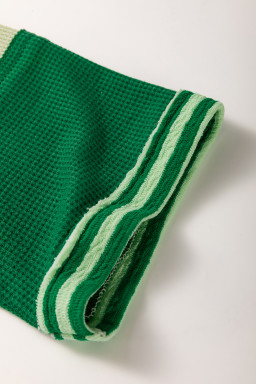 Mint Green Striped Patchwork Half Sleeve T Shirt