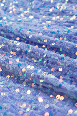 Lilac Sequin Patchwork Henley Sweatshirt