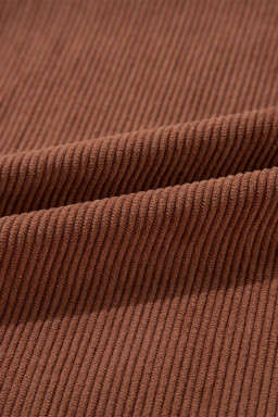 Chestnut Plain Drop Sleeve Crinkle Rib Oversized Sweatshirt