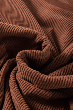 Chestnut Plain Drop Sleeve Crinkle Rib Oversized Sweatshirt