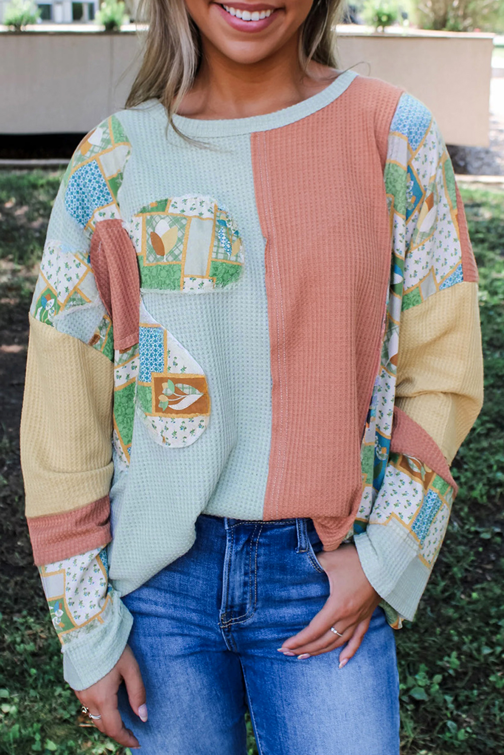 Bamboo Fleece Colorblock Sweatshirt (Ash Rose/Drizzle/Pirate Ship) main image 1