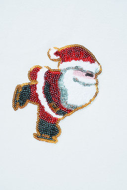 White Shimmer Santa Clause Skiing Crewneck T Shirt