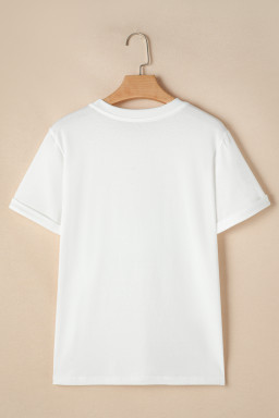 White Christmas Santa Claus Print Graphic T Shirt