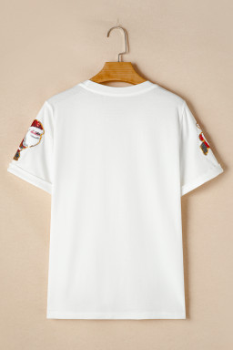 White Shimmer Santa Clause Skiing Crewneck T Shirt