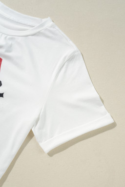 White Christmas Santa Claus Print Graphic T Shirt