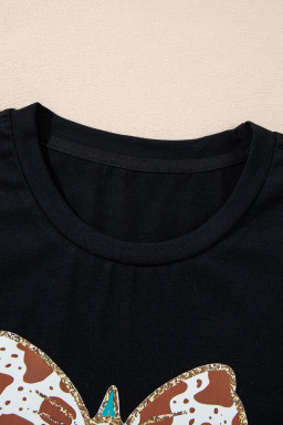 Black Bowknot Christmas Tree Printed T Shirt