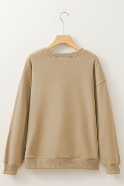 Khaki Thick Thighs & Pumpkin Pies Drop Shoulder Graphic Sweatshirt