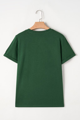 Green Christmas Candy Cane Round Neck T Shirt