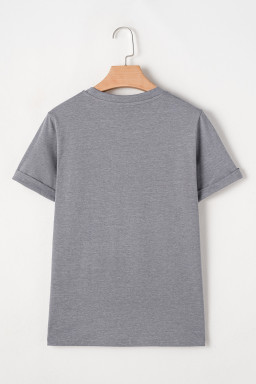 Gray Easter Egg HAPPY Chenille Letter Graphic T Shirt