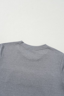 Gray Easter Egg HAPPY Chenille Letter Graphic T Shirt