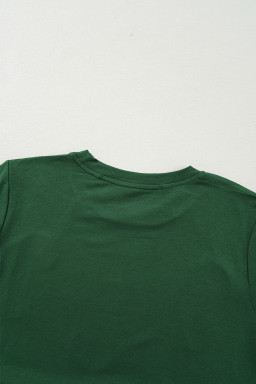 Green Christmas Candy Cane Round Neck T Shirt