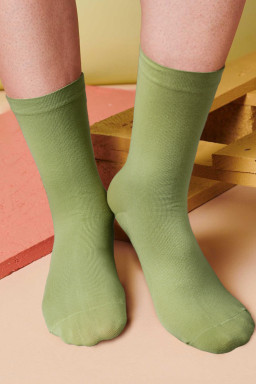 Grass Green Solid Crew Socks