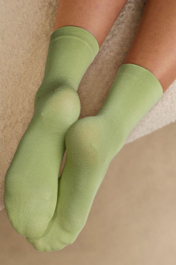 Grass Green Solid Crew Socks