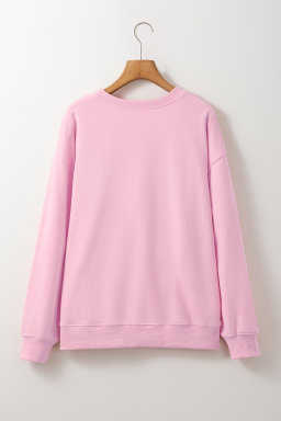 Pink Santa Clause HO HO HO Christmas Heat Transfer Printing Graphic Sweatshirt