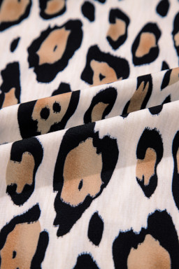 Jet Stream Leopard Print Balloon Sleeve Loose Blouse