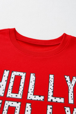 Red HOLLY JOLLY Dotty Letter Graphic Christmas Sweatshirt