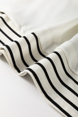 White Striped Layered Drop Sleeve Sweatshirt