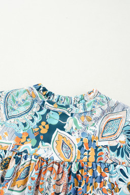 Multicolour Bohemian Abstract Print V Neck Plus Size Blouse