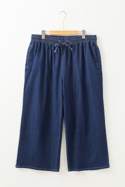 Real Teal Plus Size Drawstring Wide Leg Jeans